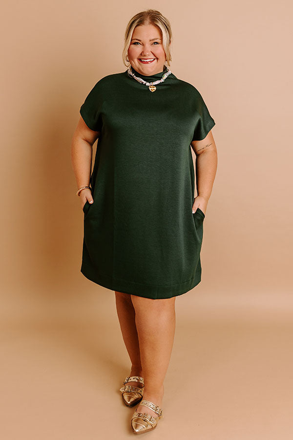 Impressions City Sleek Mini Dress In Hunter Green Curves