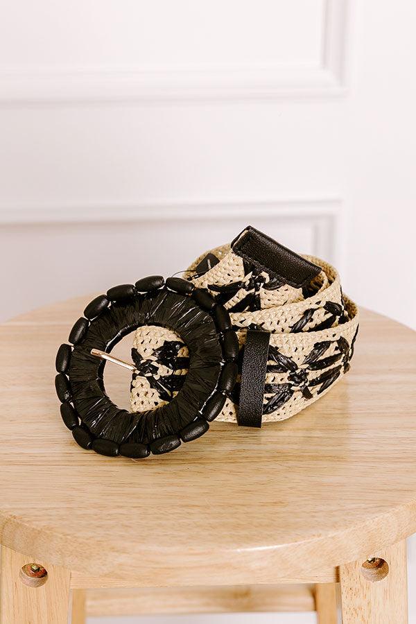 impressions Coastal Cruise Raffia Woven Belt in Black