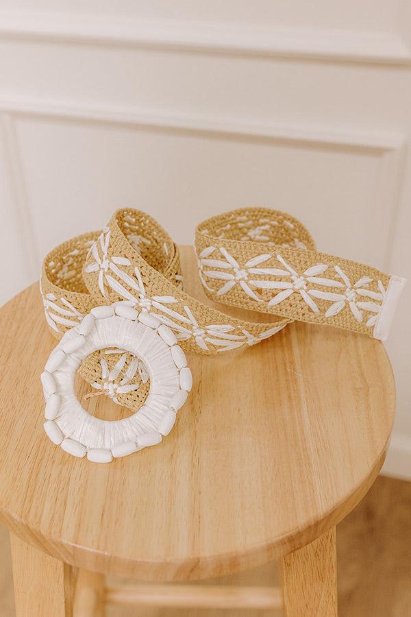impressions Coastal Cruise Raffia Woven Belt in White