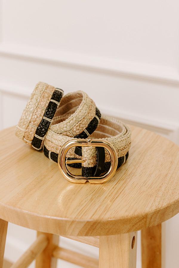 impressions Coastal Cutie Raffia Woven Belt in Black