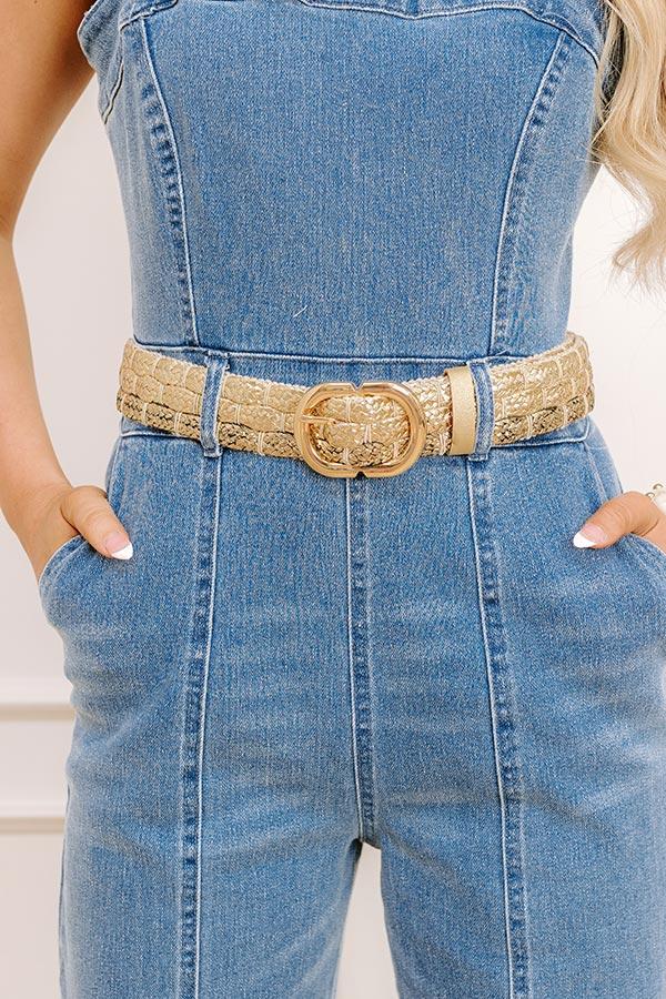 impressions Coastal Cutie Raffia Woven Belt in Gold