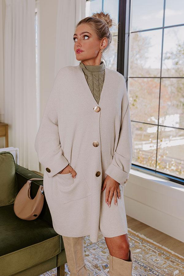 impressions Coffee Aroma Oversized Cardigan in Light Oatmeal