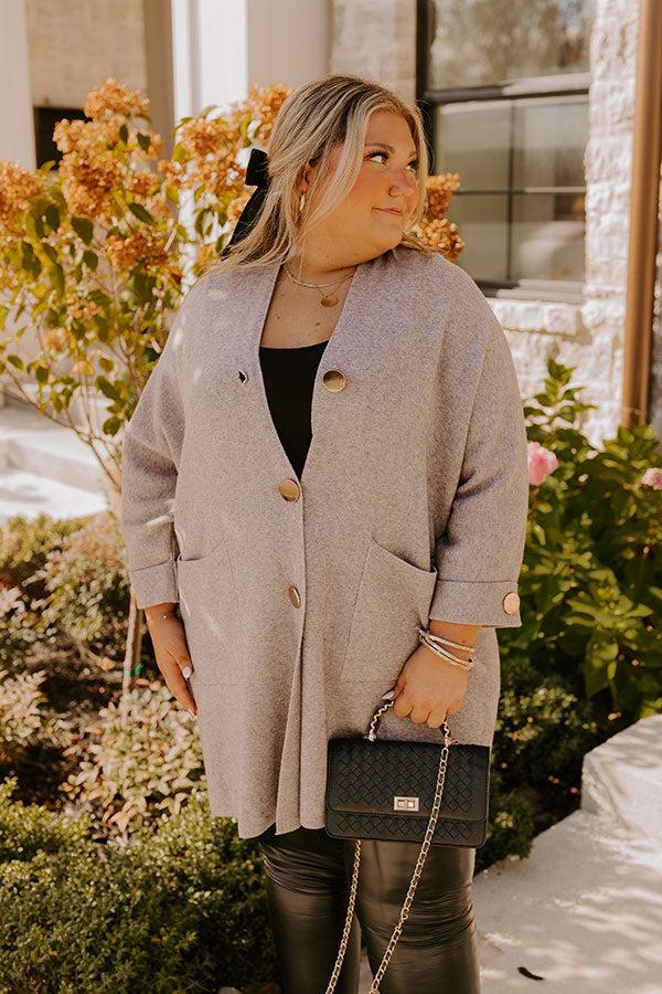 impressions Coffee Aroma Oversized Cardigan in Taupe