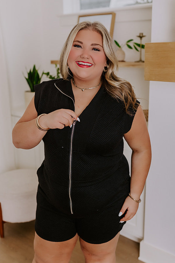 impressions Coffee Run Cutie Romper in Black Curves