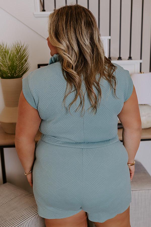 Impressions Coffee Run Cutie Romper In Light Teal Curves