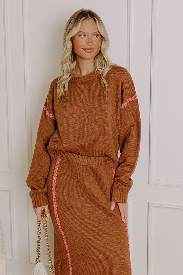 impressions Coffee Shop Cutie Knit Sweater in Chocolate