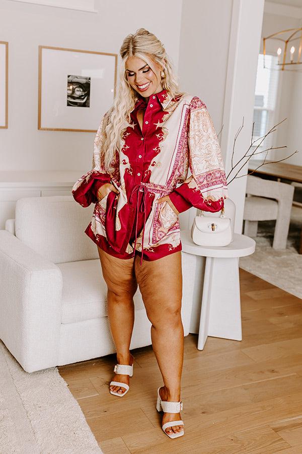 impressions Collecting Seashells Shorts in Wine Curves