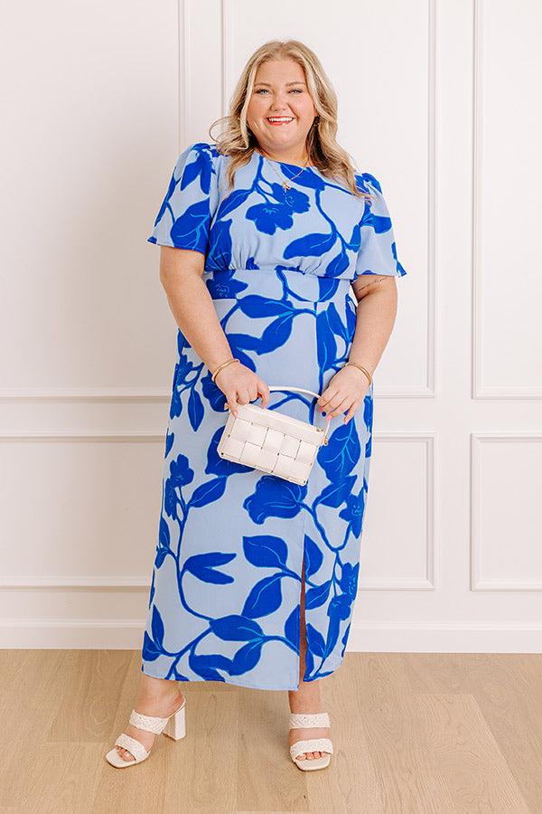 impressions Complete Awe Floral Midi in Sky Blue Curves