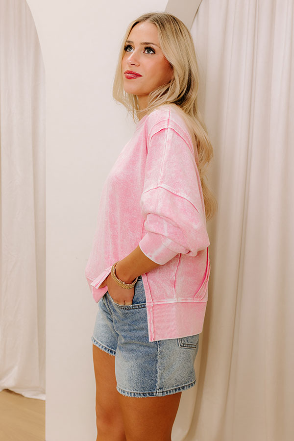 Impressions Cool Breeze Vintage Wash Sweatshirt In Pink