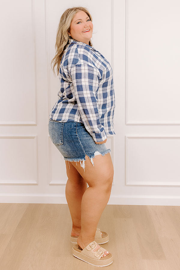 Impressions Countryside Charm Oversized Plaid Button Up Curves