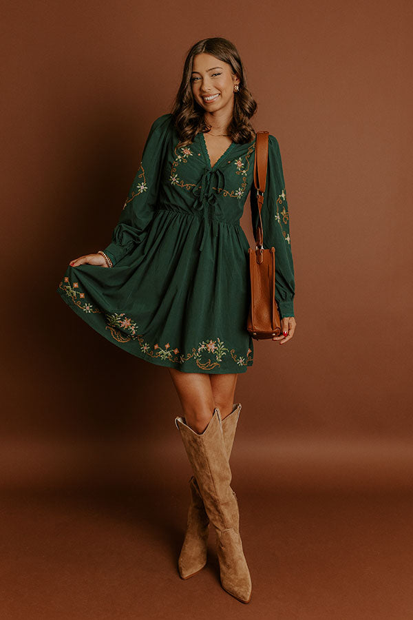 impressions Countryside Cutie Floral Embroidered Mini Dress