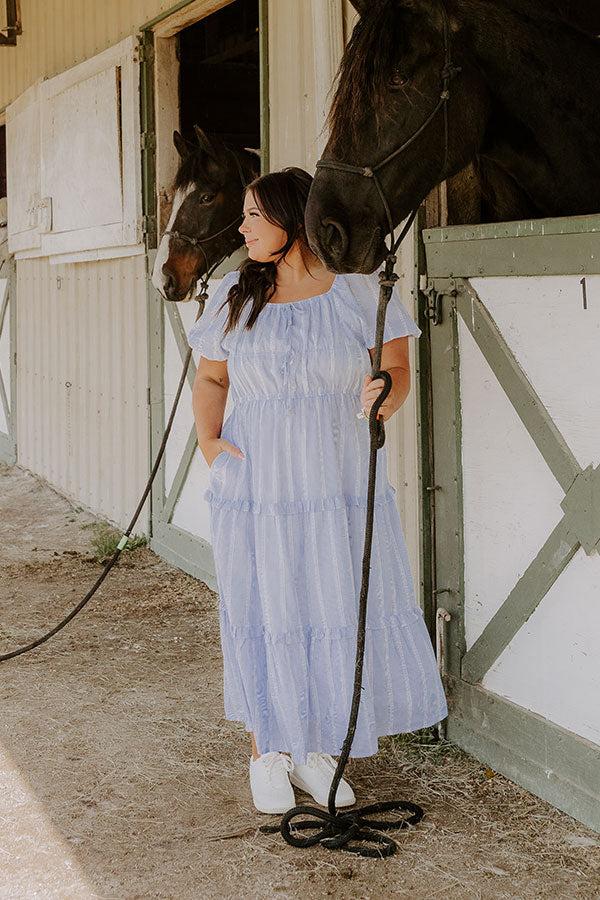 impressions Countryside Meadows Stripe Midi Dress Curves