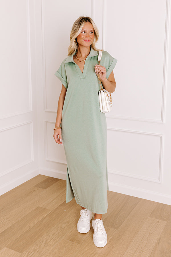 Impressions Cue The Casual T-shirt Midi Dress In Sage