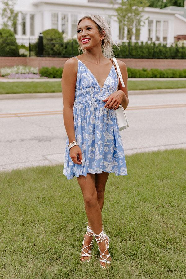 Impressions Cutie Pie Floral Babydoll Dress In Sky Blue