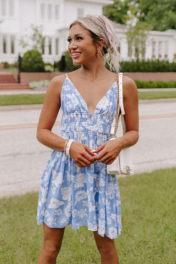 Impressions Cutie Pie Floral Babydoll Dress In Sky Blue