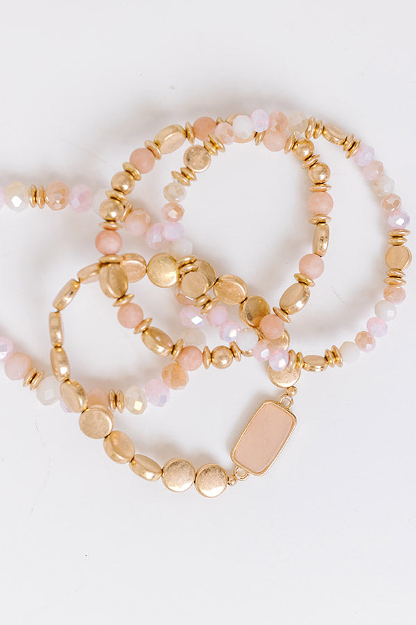 impressions Daily Entertainment Stretch Bracelet Set in Pink