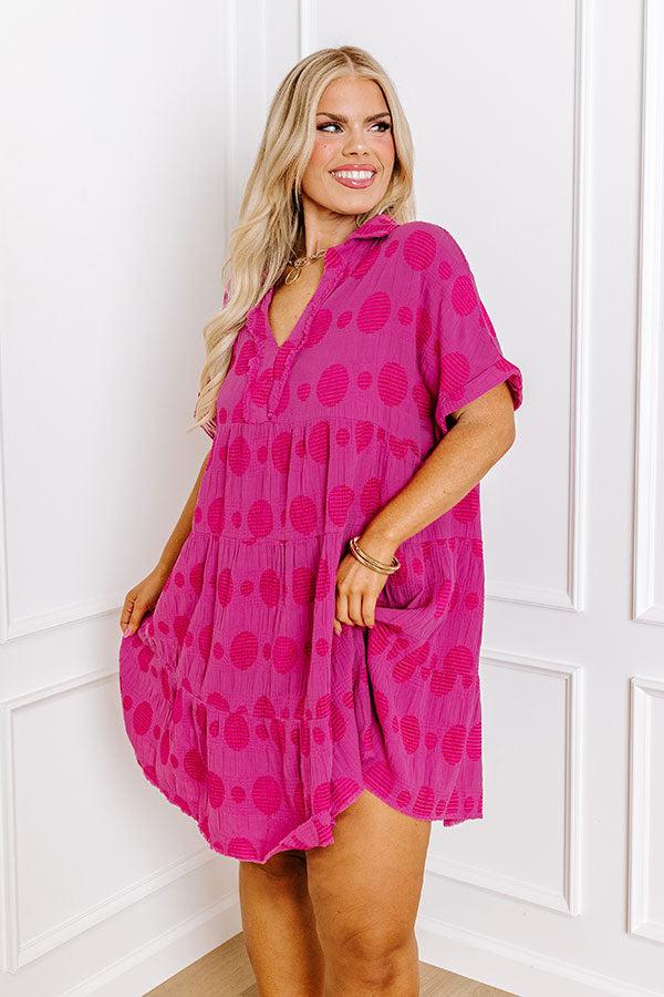 Impressions Dancing In The Sun Babydoll Dress In Pink Curves