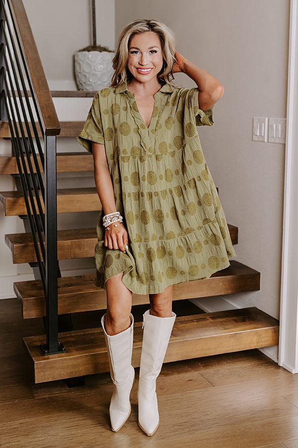 impressions Dancing In The Sun Babydoll Dress In Sage