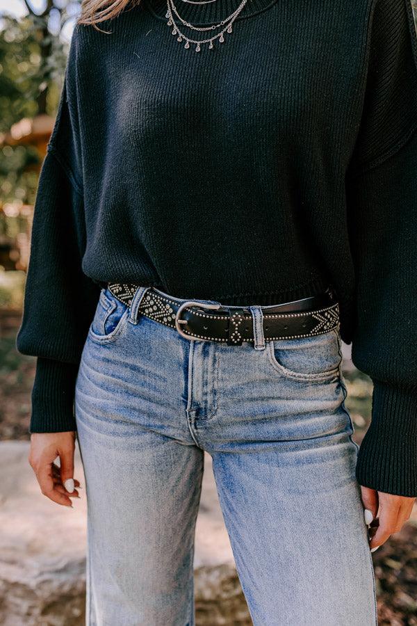 impressions Daring Stares Embellished Faux Leather Belt In Black