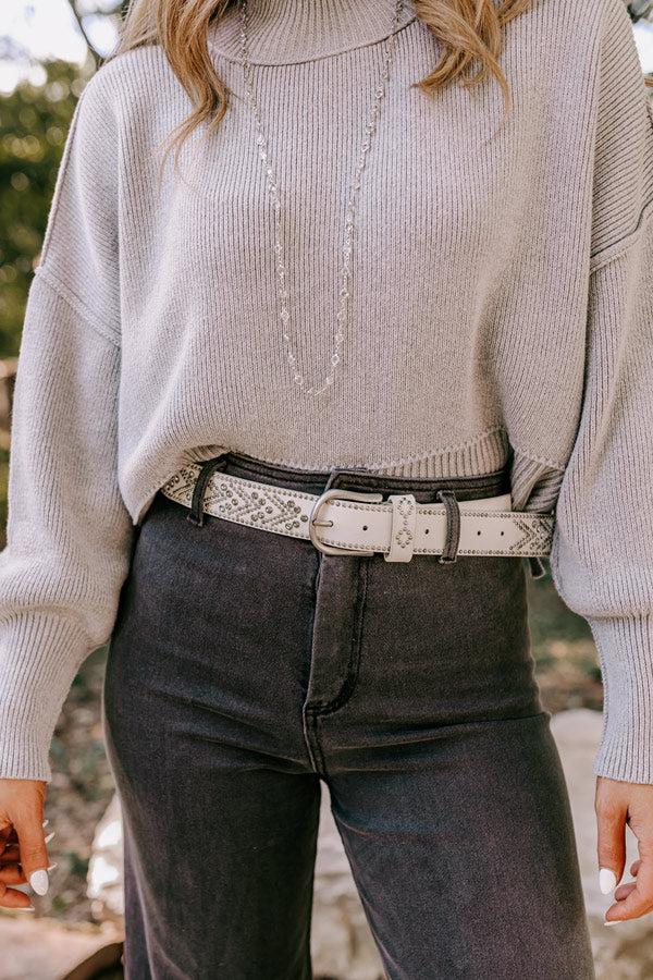 Impressions Daring Stares Embellished Faux Leather Belt In White