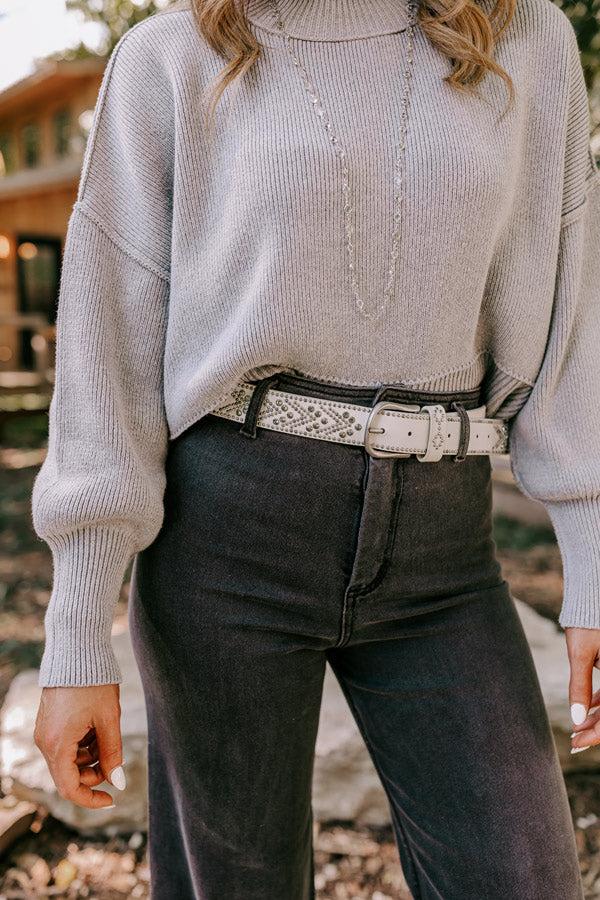 impressions Daring Stares Embellished Faux Leather Belt In White