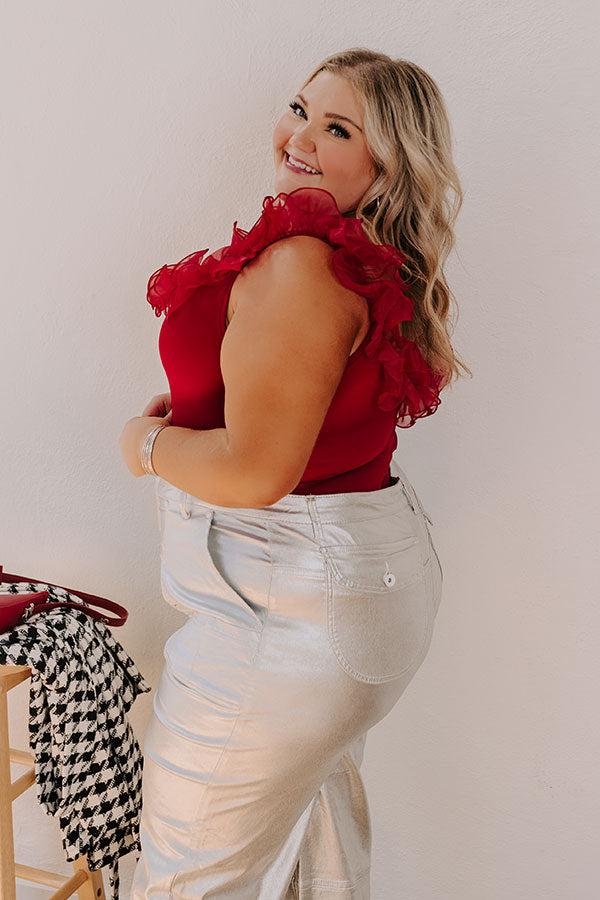 Impressions Dashing Darling Bodysuit In Crimson Curves