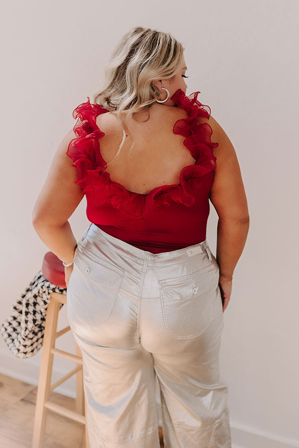 Impressions Dashing Darling Bodysuit In Crimson Curves