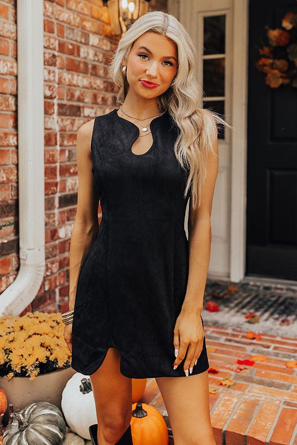 Impressions Downtown Broadway Faux Suede Mini Dress In Black