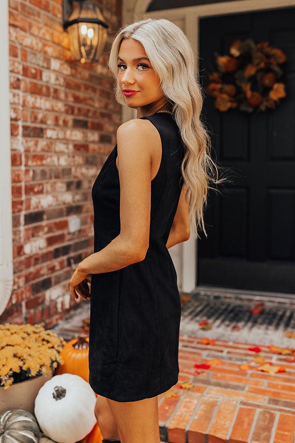 Impressions Downtown Broadway Faux Suede Mini Dress In Black