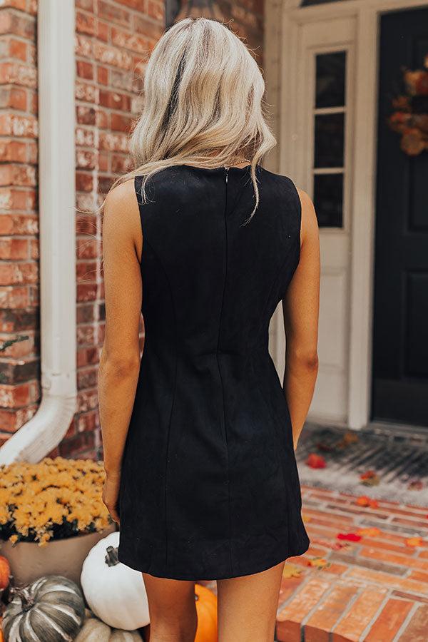 Impressions Downtown Broadway Faux Suede Mini Dress In Black