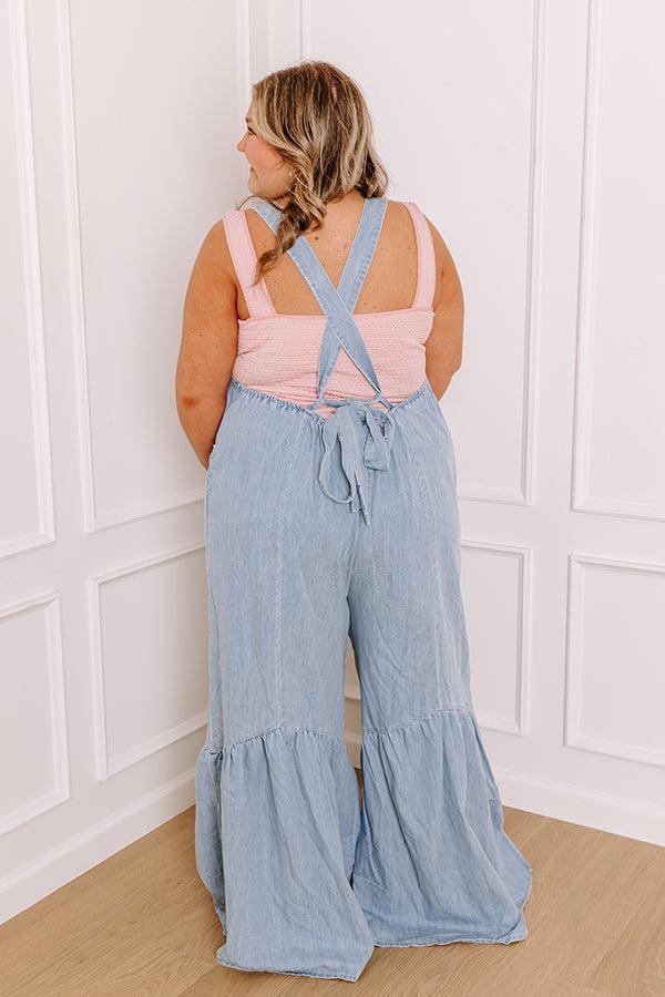 Impressions Downtown Nashville Denim Wide Leg Jumpsuit Curves