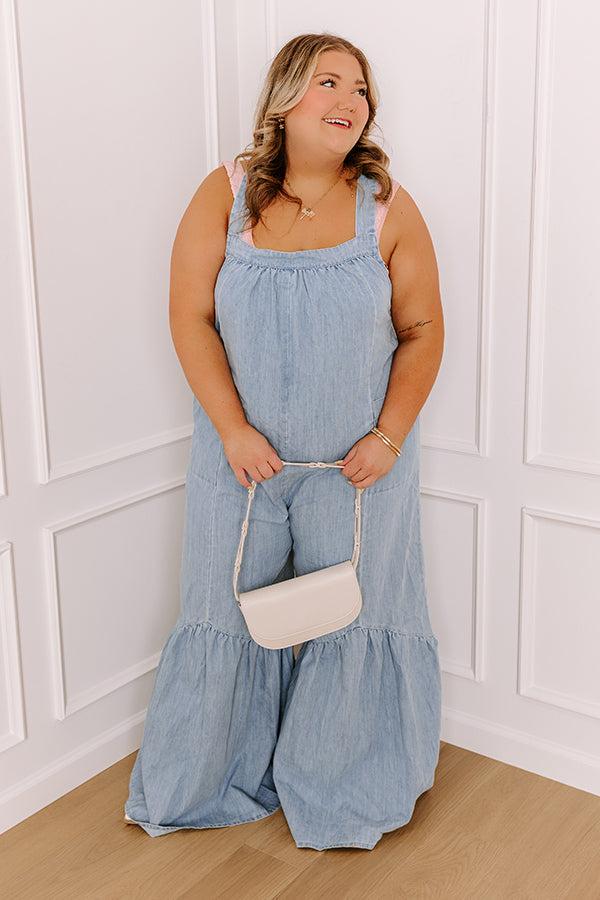 Impressions Downtown Nashville Denim Wide Leg Jumpsuit Curves