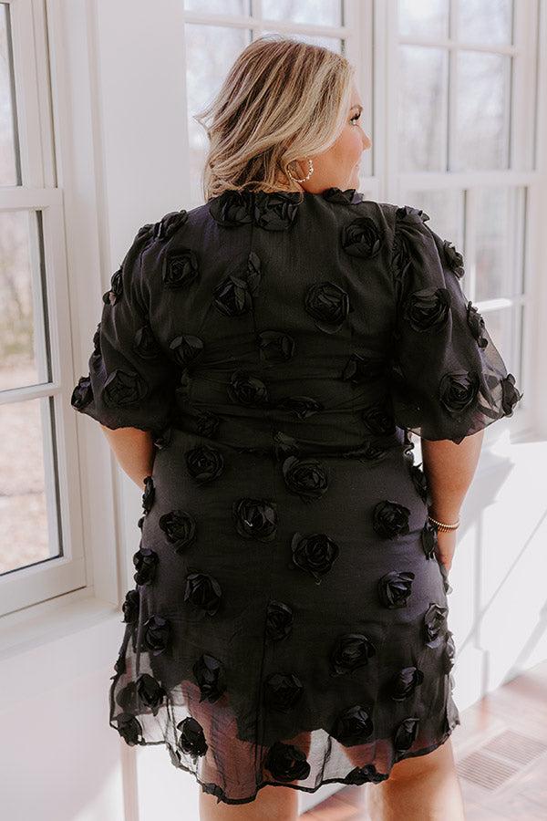 Impressions Dream Come True Applique Mini Dress In Black Curves