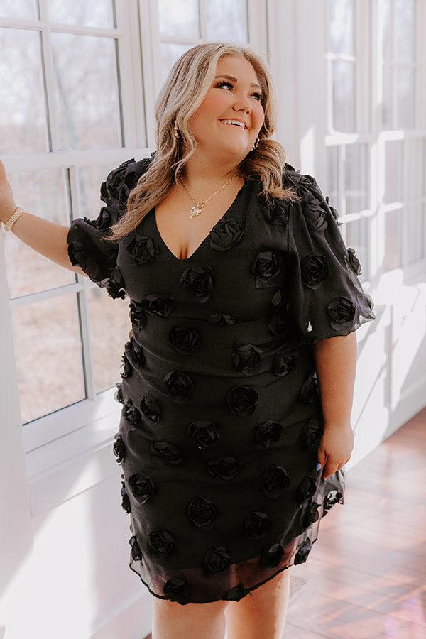 impressions Dream Come True Applique Mini Dress in Black Curves