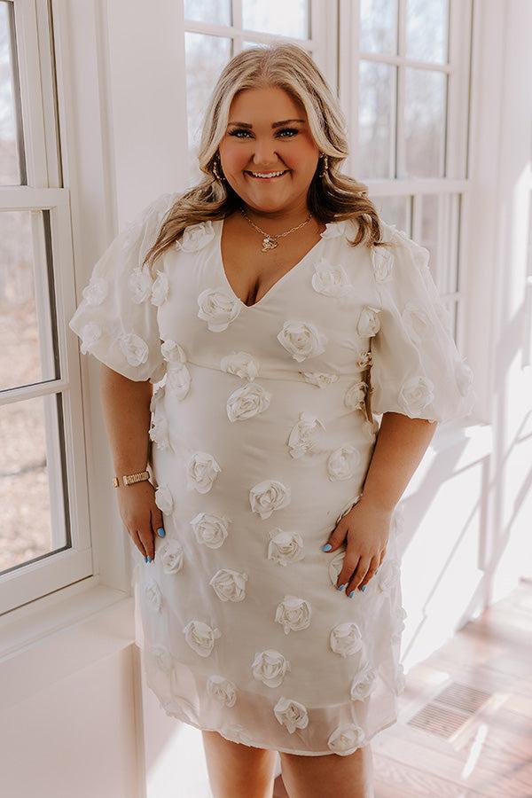 Impressions Dream Come True Applique Mini Dress In Cream Curves