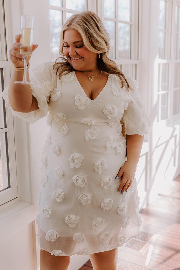 impressions Dream Come True Applique Mini Dress in Cream Curves