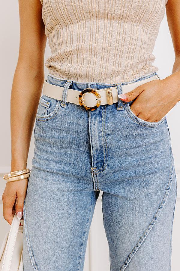 impressions Easy To Style Faux Leather Belt in Cream