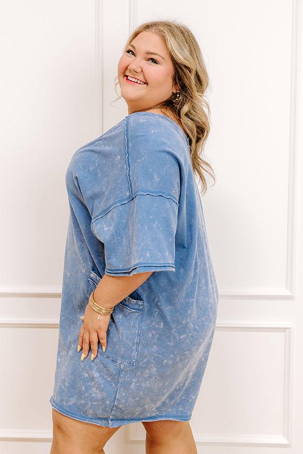 Impressions Easy To Style Vintage Wash Romper In Blue Curves