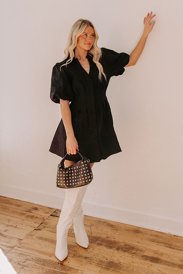 impressions Exceptionally Chic Button Down Mini Dress in Black