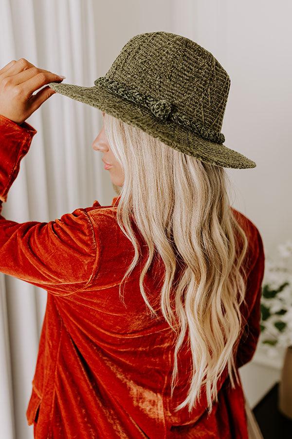 Impressions Fall Dreaming Chenille Woven Fedora In Olive