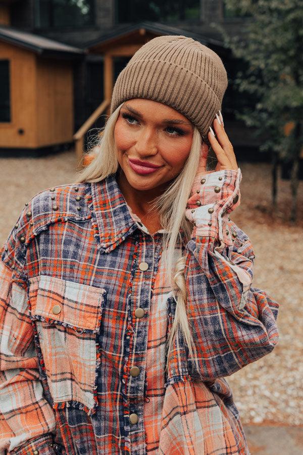 impressions Fall Gratitude Fleece Lined Beanie In Espresso