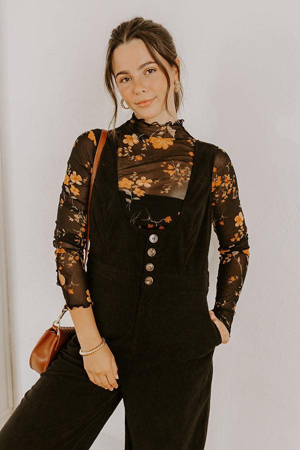 Impressions Falling For You Corduroy Jumpsuit In Black