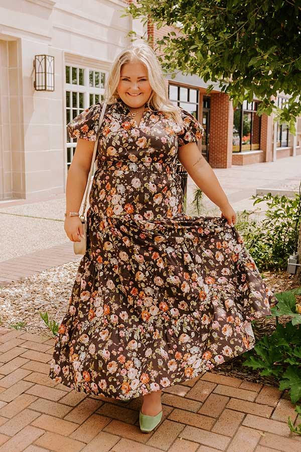 impressions Falling For You Floral Maxi Dress Curves