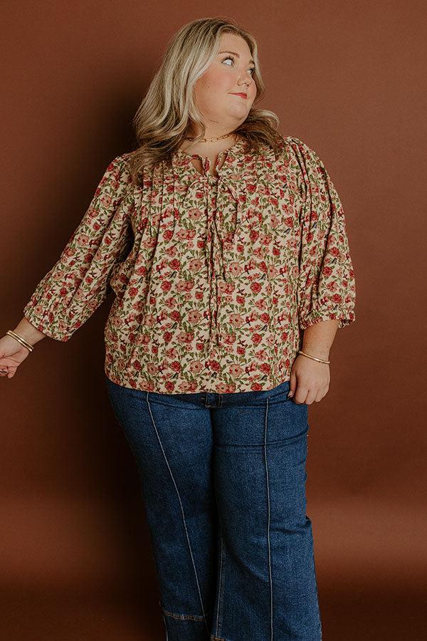Impressions Falling Leaves Floral Corduroy Top Curves