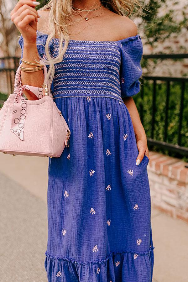 Impressions Farmers Market Stroll Smocked Maxi In Indigo