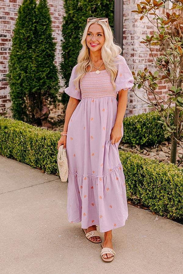 Impressions Farmers Market Stroll Smocked Maxi In Lavender