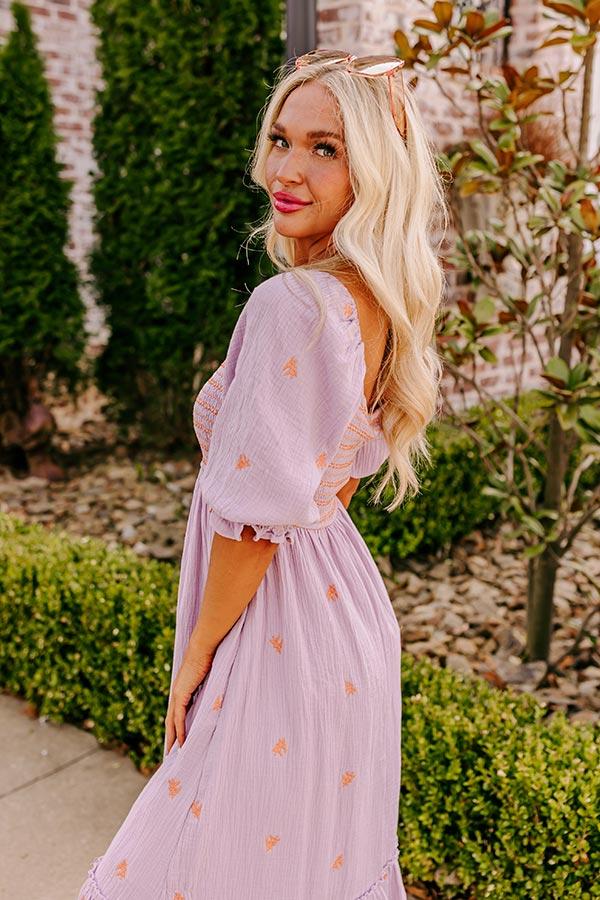 Impressions Farmers Market Stroll Smocked Maxi In Lavender