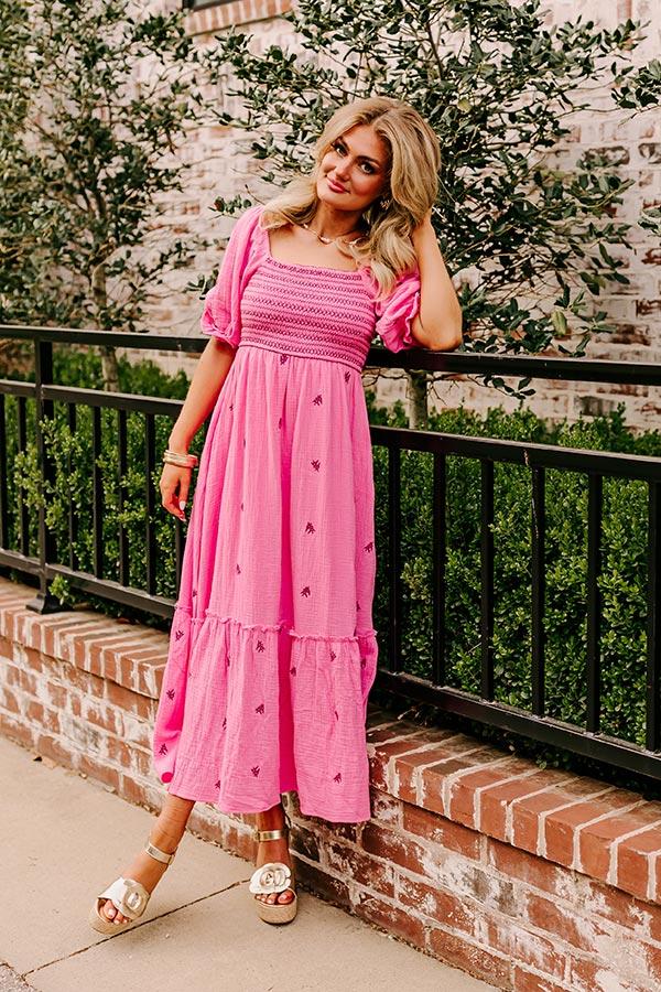 impressions Farmers Market Stroll Smocked Maxi in Pink