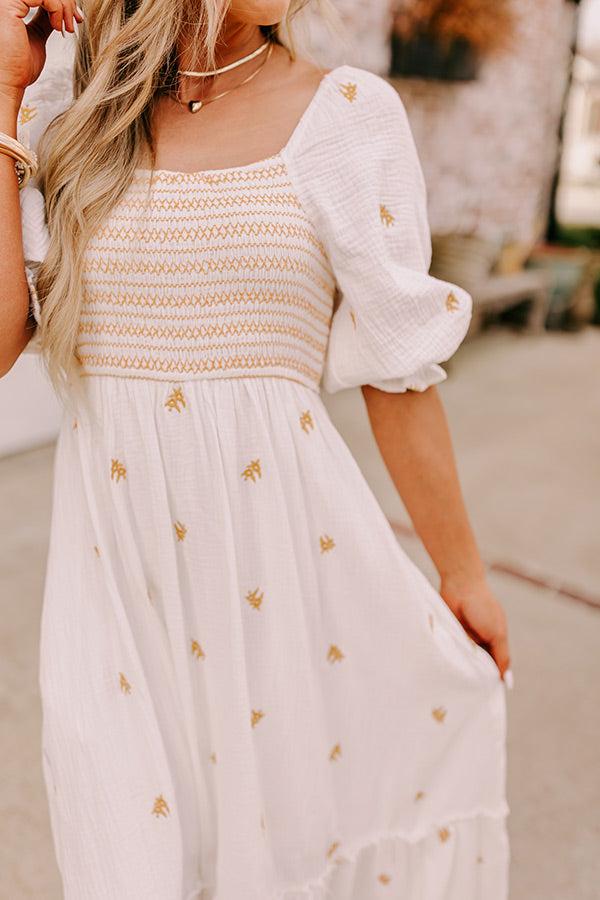 Impressions Farmers Market Stroll Smocked Maxi In White