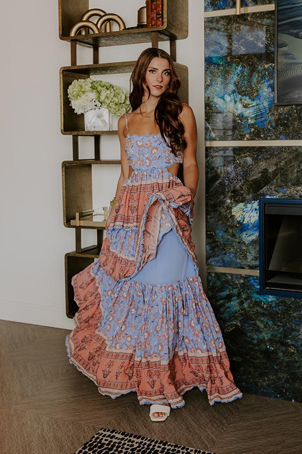 impressions Feeling Boho Tiered Maxi Dress in Sky Blue